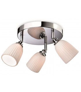 3 Light Bathroom Flush Chrome, Porcelain Shades IP44, G9 - 1