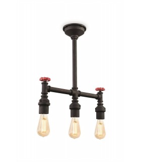 3 Light Semi Flush Light Rustic Black, E27 - 1