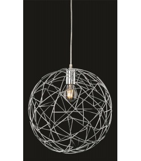 1 Light Spherical Wire Ceiling Pendant Chrome, E27 - 1