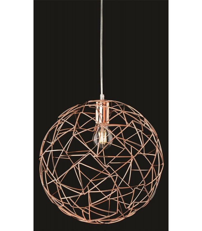 1 Light Spherical Wire Ceiling Pendant Copper, E27 - 1
