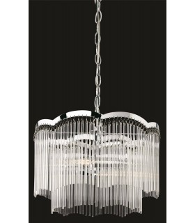 2 Light Ceiling Pendant Chrome, Clear Glass Rods, E14 - 1