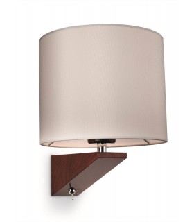 1 Light Indoor Wall Light (Switched) Dark Walnut, Cream Shade, E27 - 1