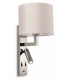1 Light Indoor Wall Light Light, USB Port Chrome, Cream Shade, E27 - 1