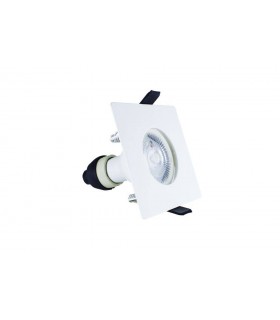 LED Fire Rated Static Downlight Recessed Spotlight Square GU10 Holder Matt White IP65 - 1
