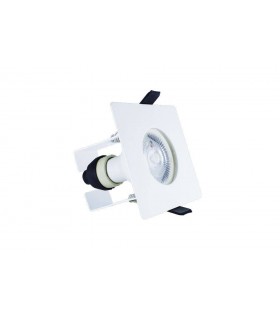 LED Fire Rated Static Downlight Recessed Spotlight Square GU10 Holder Bracket Matt White IP65 - 1