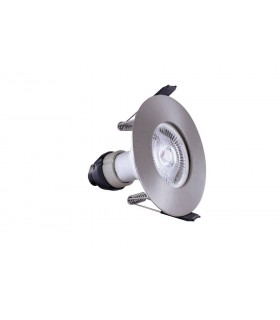LED Fire Rated Downlight Recessed Spotlight Round GU10 Holder Satin Nickel IP65 - 1