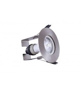 LED Fire Rated Static Downlight Recessed Spotlight Round Insulation Guard / GU10 Holder Satin Nickel IP65 - 1