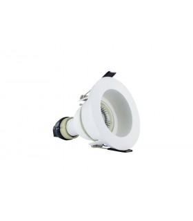 LED Fire Rated Downlight Recessed White GU10 Holder Matt White IP65 - 1