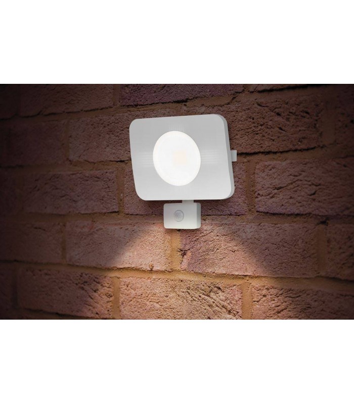 LED Floodlight 50W 3000K 4500lm PIR Sensor / Override Matt White IP64 - 4
