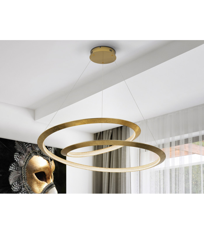Eternity Integrated LED Pendant Ceiling Light Gold Dimmable 3000K Remote Control-1