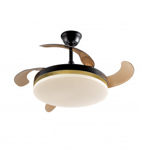 Vento Ceiling Fan Matt Black And Gold Leaf 3000-6000K Remote Control
