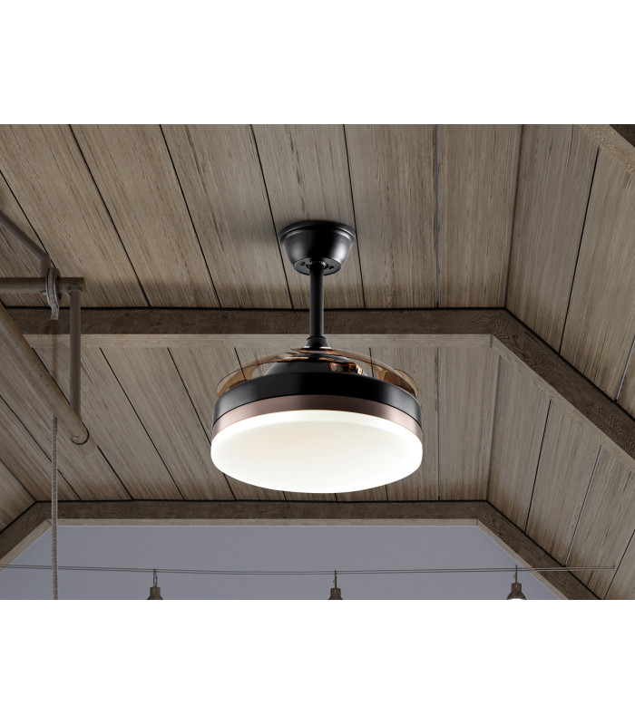 Vento Mini Ceiling Fan Matt Black And Bronze 3000-6000K Remote Control-2