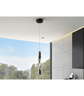 Twist Integrated LED Pendant Ceiling Light Matt Black 3000K-1