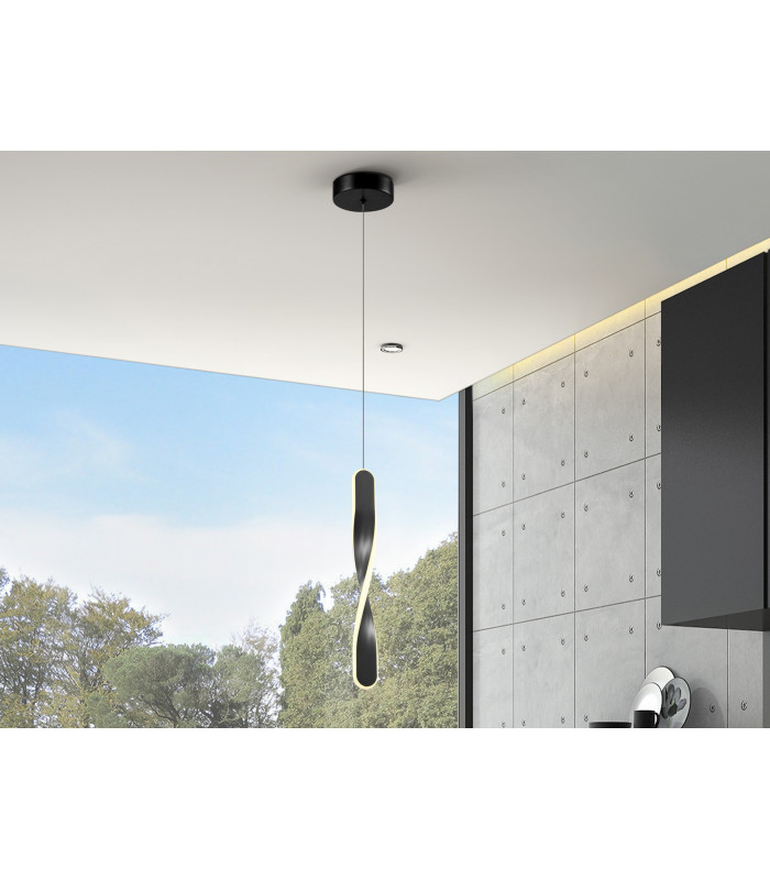 Twist Integrated LED Pendant Ceiling Light Matt Black 3000K-1