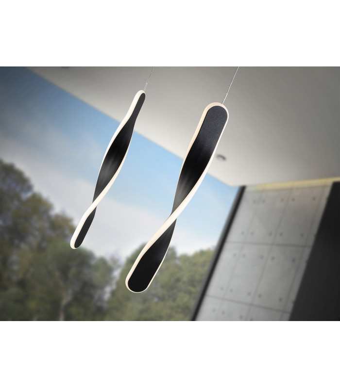 Twist Integrated LED Pendant Ceiling Light Matt Black 3000K-3