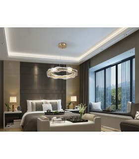 Lira Cylindrical Pendant Ceiling Light Brushed Gold Textured 3000K-2