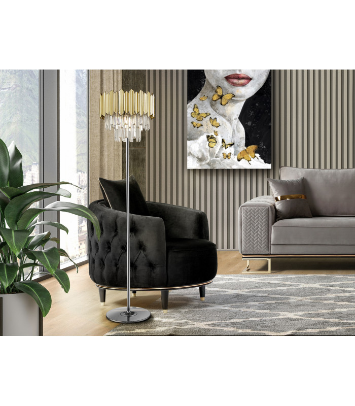 Tiara Glass Floor Lamp 3 Light Chrome G9-1