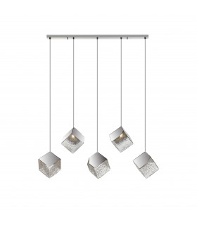 Priscila Bar Pendant Ceiling Light 5 Light Chrome Textured G9-1
