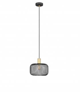 Osiris Wire Frame Pendant Ceiling Light Matt Black And Gold Paint E27-1
