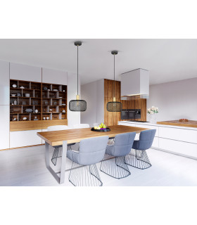 Osiris Wire Frame Pendant Ceiling Light Matt Black And Gold Paint E27-2