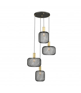 Osiris Cluster Pendant Ceiling Light 4 Light Matt Black And Gold Paint E27-1