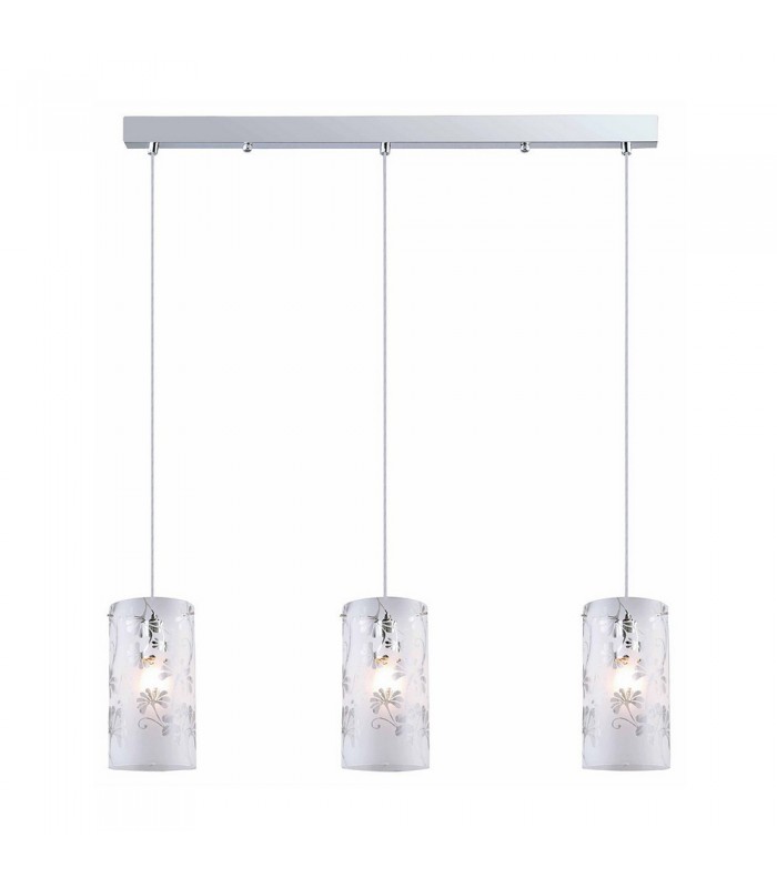 Modern Hanging Pendant Chrome 3 Light  with Matt Shade, E27 - 1