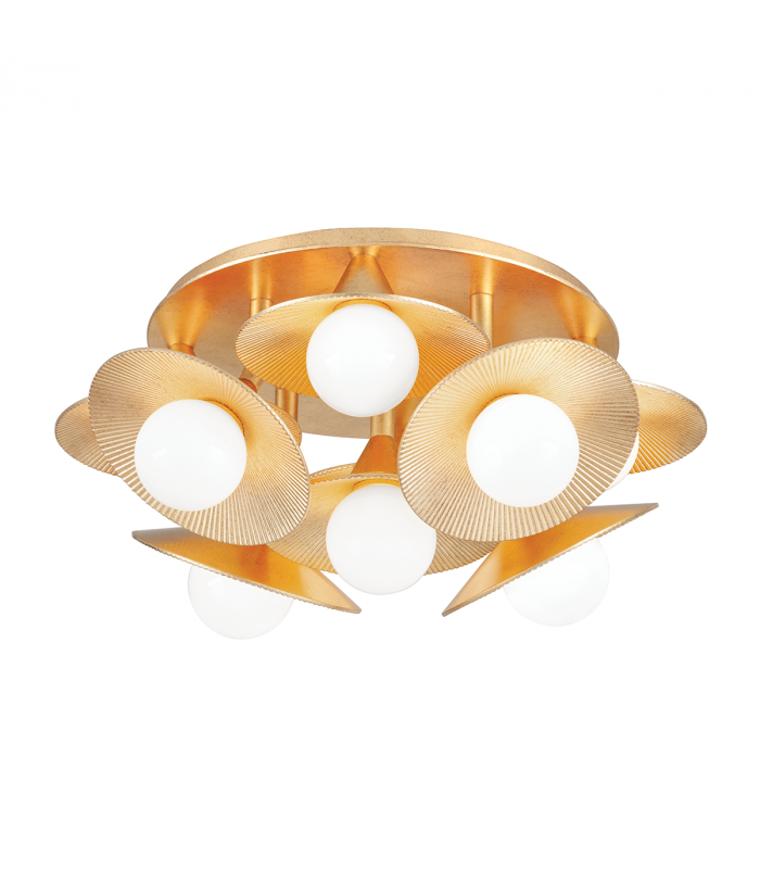 Emerald 9 Light Semi Flush Vintage Gold Leaf-1