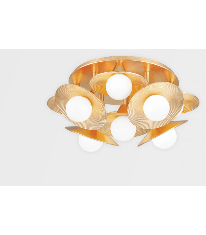 Emerald 9 Light Semi Flush Vintage Gold Leaf-2