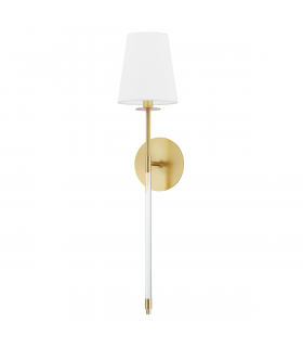 Hobart 1 Light Wall Sconce Aged Brass with White Shade