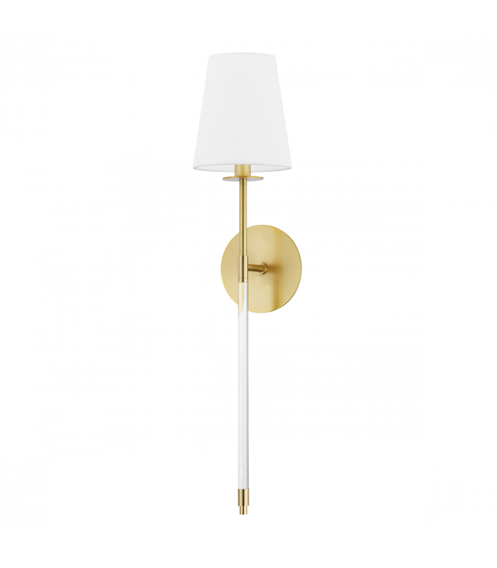 Hobart 1 Light Wall Sconce Aged Brass with White Shade