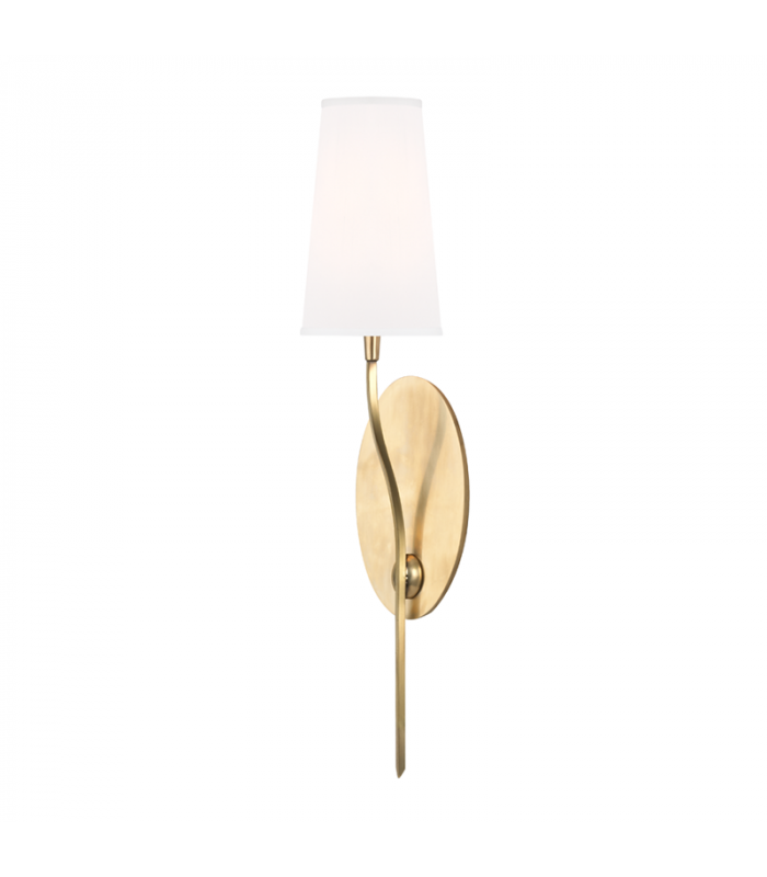 Rutland 1 Light Wall Sconce Aged Brass with White Shade