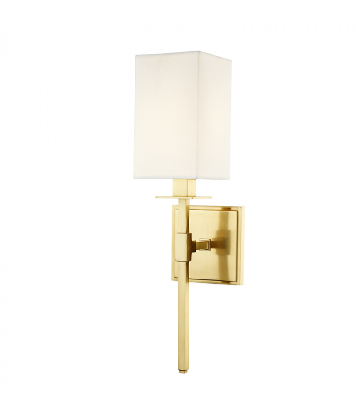 Taunton 1 Light Wall Sconce Aged Brass with Off White Shade