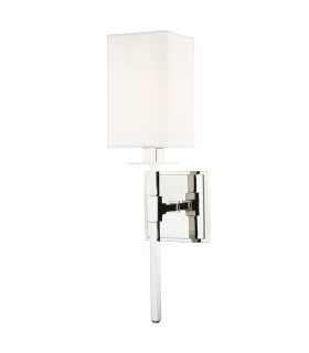 Taunton 1 Light Wall Sconce Polished Nickel with Off White Shade