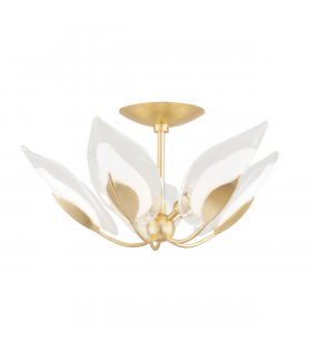 Blossom 5 Light Semi Flush Gold Leaf