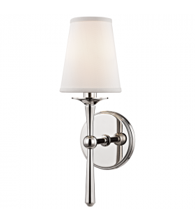 Islip 1 Light Wall Sconce Polished Nickel with Off White Shade