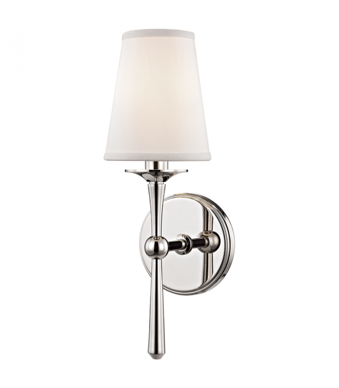 Islip 1 Light Wall Sconce Polished Nickel with Off White Shade