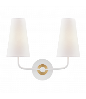 Merri 2 Light Wall Sconce White with Off White Shade