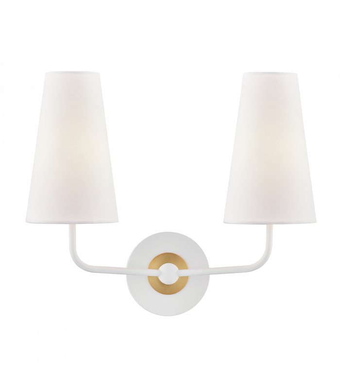 Merri 2 Light Wall Sconce White with Off White Shade