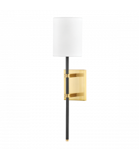 Denise 1 Light Wall Sconce Aged Old Bronze with White Shade-1