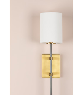 Denise 1 Light Wall Sconce Aged Old Bronze with White Shade-2