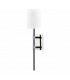 Denise 1 Light Wall Sconce Polished Nickel/Bk with White Shade