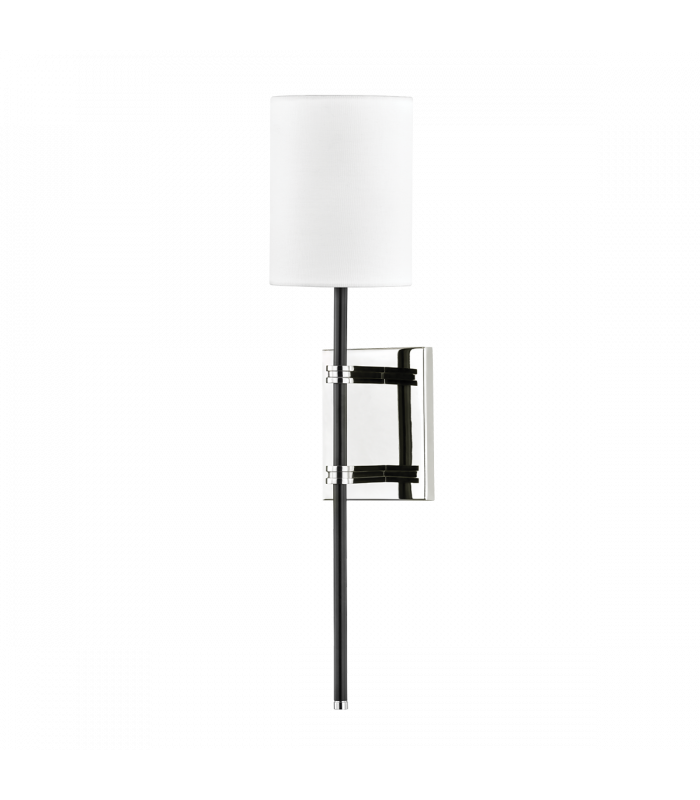 Denise 1 Light Wall Sconce Polished Nickel/Bk with White Shade