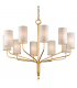 Juniper 10 Light Chandelier Textured Gold Leaf with Off White Shades