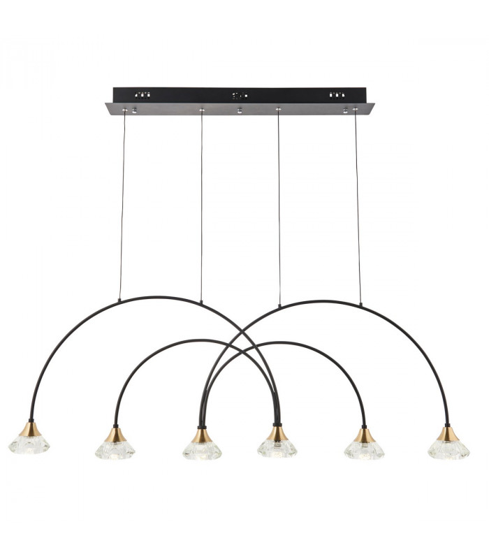 Zander 6 Light Integrated LED Warm White Bar Ceiling Pendant Matt Black-1