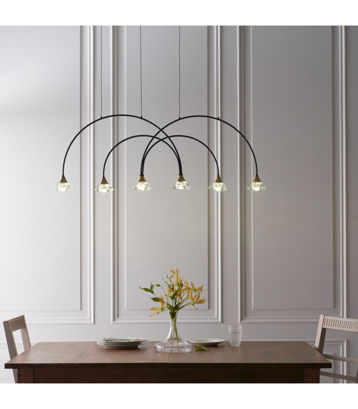 Zander 6 Light Integrated LED Warm White Bar Ceiling Pendant Matt Black-3