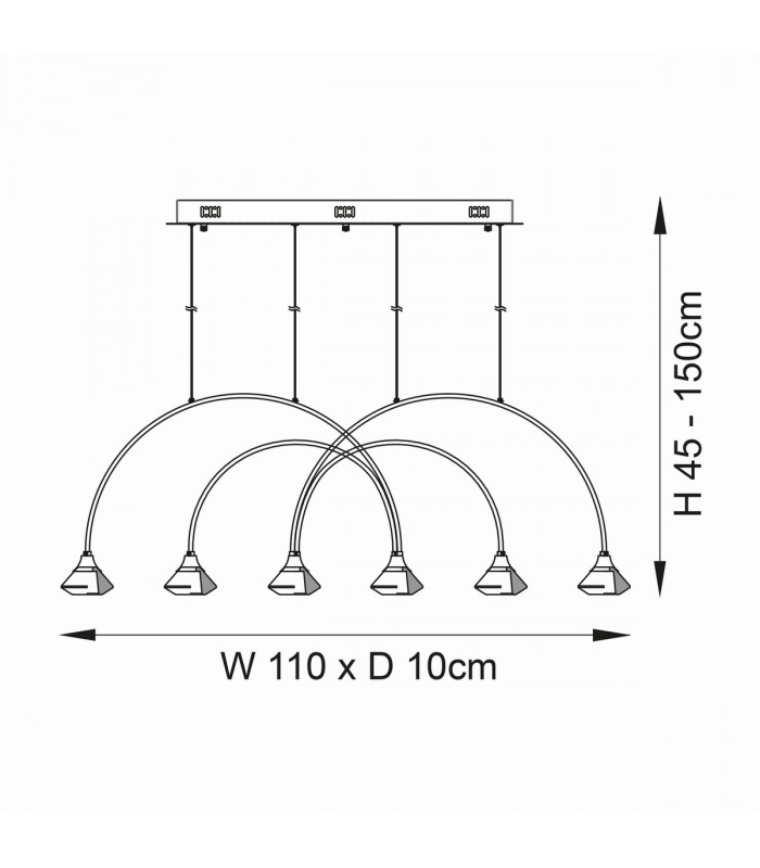 Zander 6 Light Integrated LED Warm White Bar Ceiling Pendant Matt Black-8