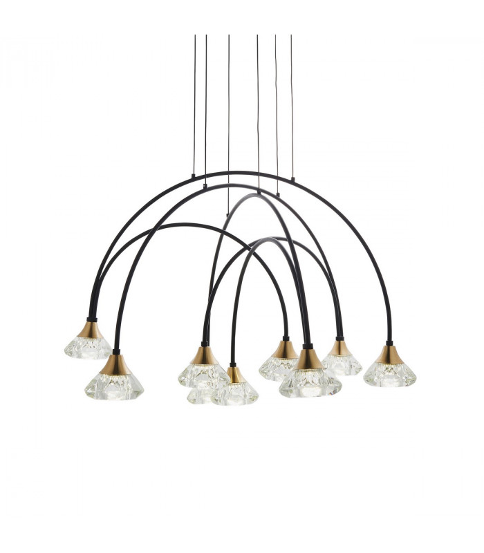 Zander 9 Light Integrated LED Warm White Cluster Drop Ceiling Pendant Matt Black-1