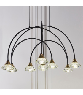 Zander 9 Light Integrated LED Warm White Cluster Drop Ceiling Pendant Matt Black-2