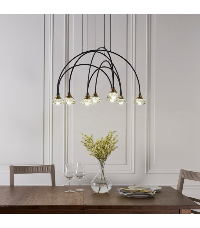 Zander 9 Light Integrated LED Warm White Cluster Drop Ceiling Pendant Matt Black-3