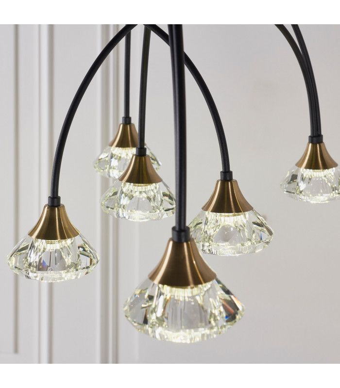 Zander 9 Light Integrated LED Warm White Cluster Drop Ceiling Pendant Matt Black-5